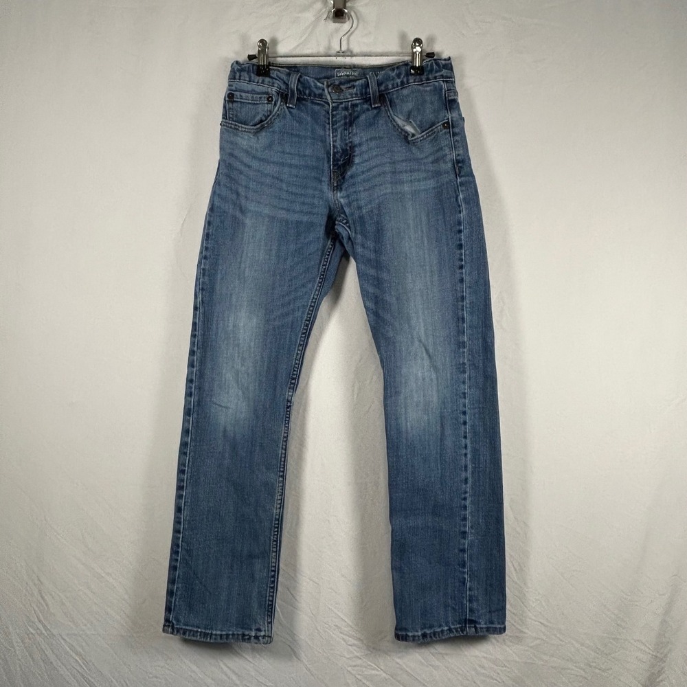 Signature Levi Strauss Slim Straight Jeans Kids Size 14 Regular Blue Denim